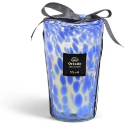 Bougie en verre soufflé Air Marin 150h Ø14,5xH24cm bleu
