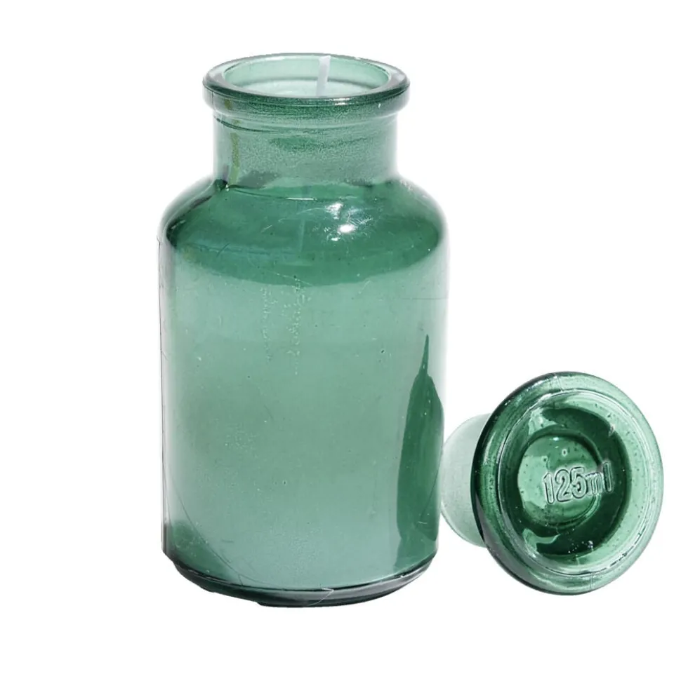 Bougie forme vase verre coloré Ø5,5xH11,5cm