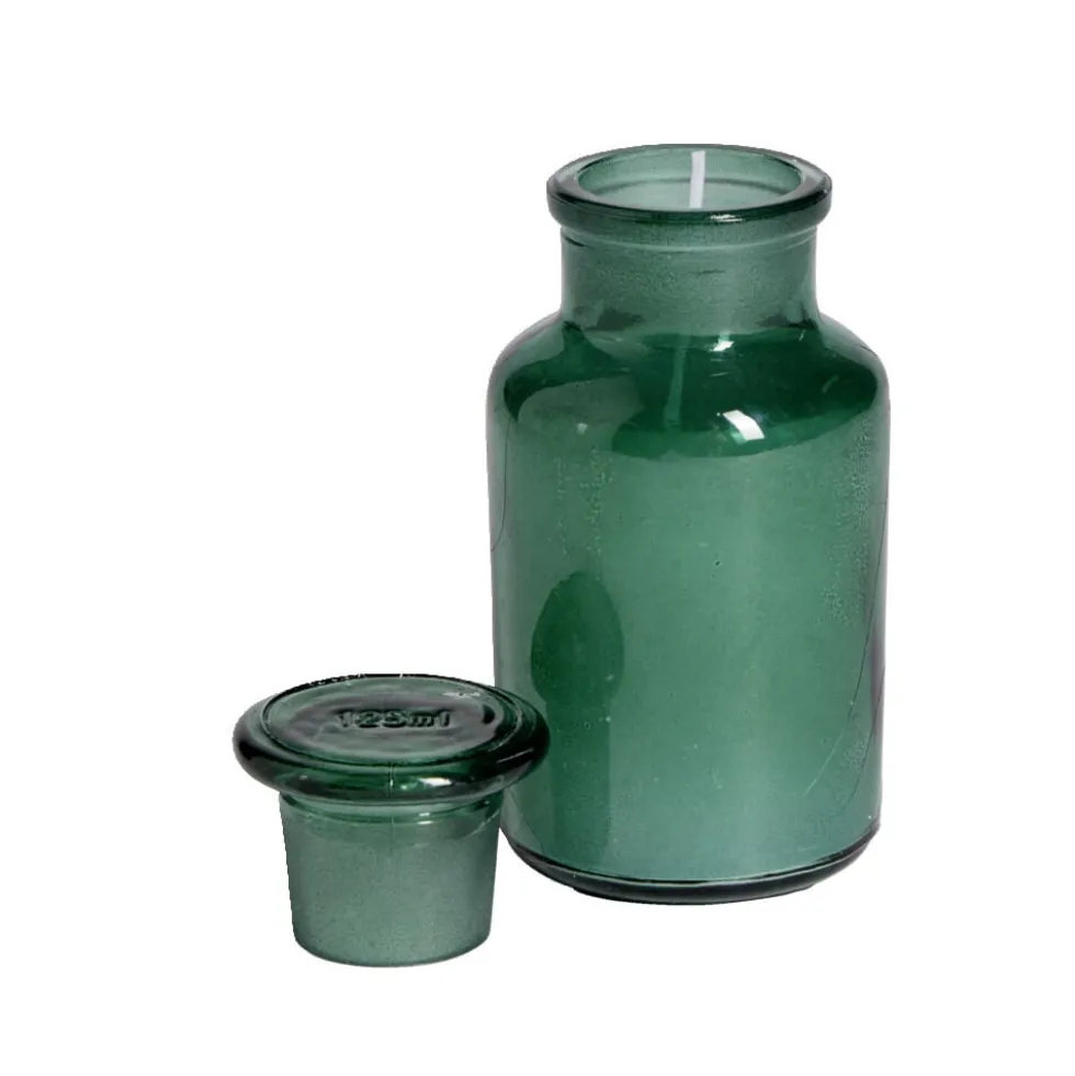 Bougie forme vase verre coloré Ø5,5xH11,5cm