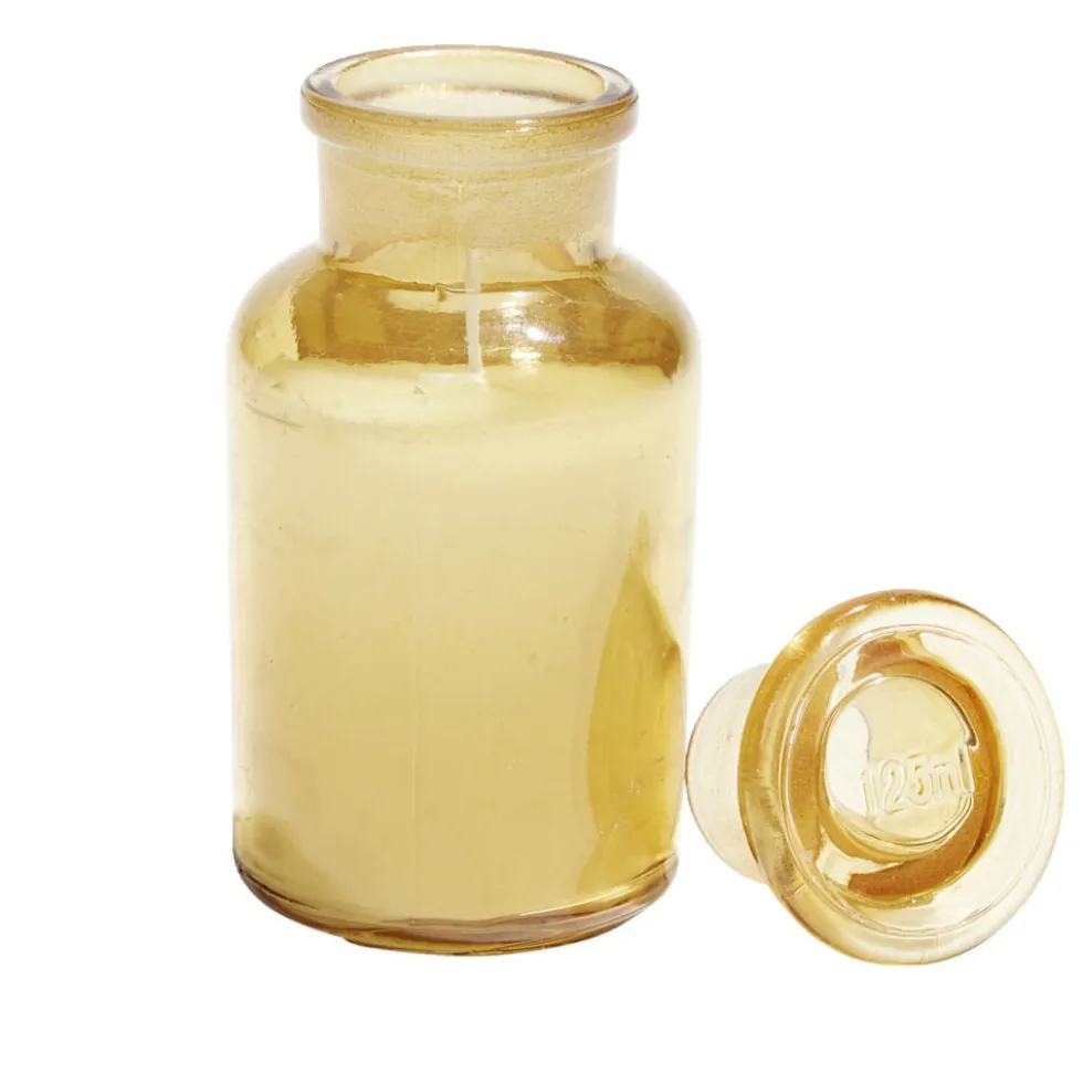 Bougie forme vase verre coloré Ø5,5xH11,5cm