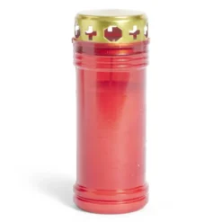 Bougie funéraire 55H rouge et doré Ø6xH16,5cm
