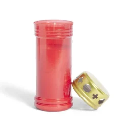 Bougie funéraire 55H rouge et doré Ø6xH16,5cm