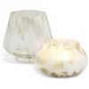 Bougie lampe 25H en verre blanc et beige senteur fleur d'oranger Ø11,2xH15cm