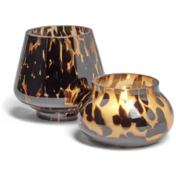 Bougie lampe 25H en verre marron et noir senteur oud Ø11,2xH15cm