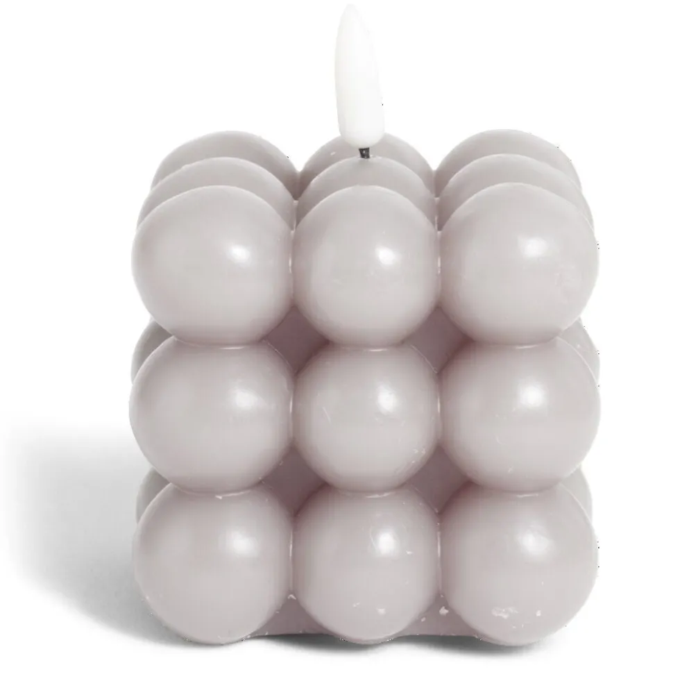 Bougie LED boules grises 7,5x7,5x7,5cm