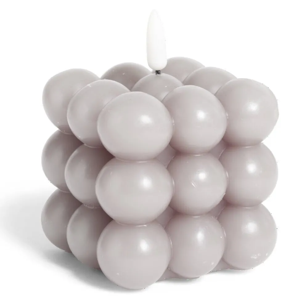 Bougie LED boules grises 7,5x7,5x7,5cm