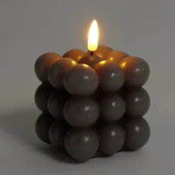 Bougie LED boules grises 7,5x7,5x7,5cm