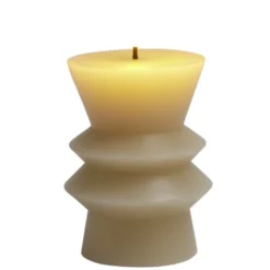 Bougie LED sculptée blanche Ø7,5xH10cm