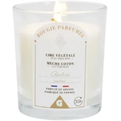 Bougie marron dans verre senteur ambre patchouli Ø7xH8cm