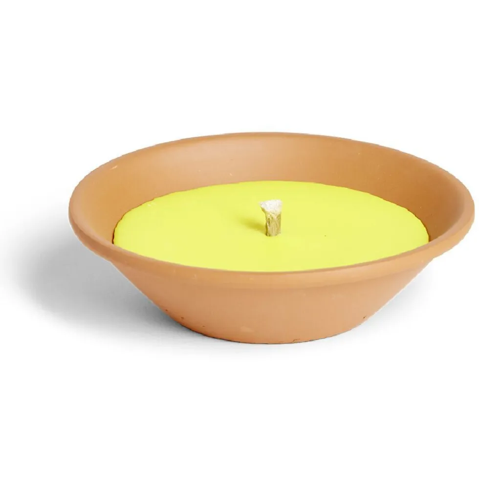 Bougie à 1 mèche citronnelle 280g pot terre cuite Ø18x5cm