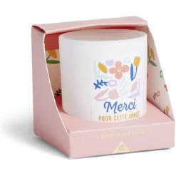 Bougie Merci pour cette année rose senteur vanille