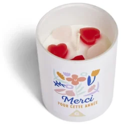Bougie Merci pour cette année rose senteur vanille