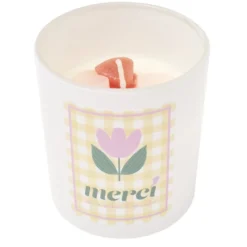 Bougie Merci pour cette année rose senteur vanille