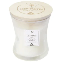 Bougie parfumée blanche Les crépitantes senteur linge frais 18H