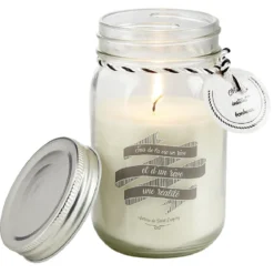 Bougie parfumée dans bocal en verre avec message