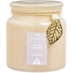 Bougie parfumée dans bonbonnière senteur jasmin orchidée 30H