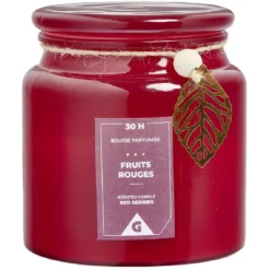 Bougie parfumée dans bonbonnière senteur fruits rouges 30H
