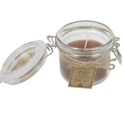 Bougie parfumée dans pot en verre senteur Cuir Bois de cèdre