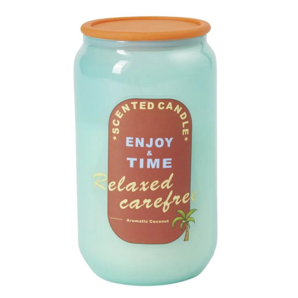 Bougie parfumée dans pot verre forme canette Enjoy & Time Ø7xH12cm (3 modèles)