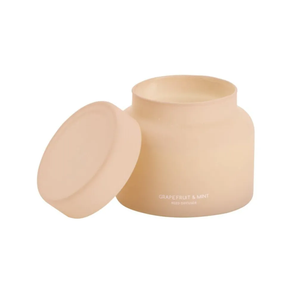 Bougie parfumée dans verre mat avec bouchon Ø9xH7cm (3 modèles)
