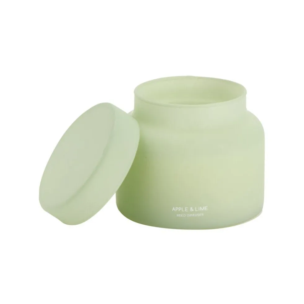 Bougie parfumée dans verre mat avec bouchon Ø9xH7cm (3 modèles)