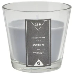Bougie parfumée dans verre senteur coton gris