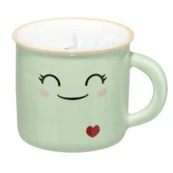 Bougie parfumée forme tasse céramique kawaii vert pastel