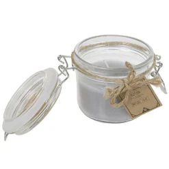 Bougie parfumée grise dans pot en verre senteur coton