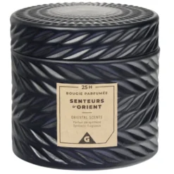 Bougie parfumée noire design relief senteur d'Orient 25H