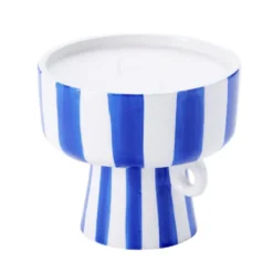 Bougie parfumée pot céramique à rayures Ø10xH9,5cm (2 modèles)