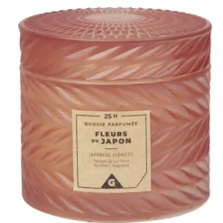 Bougie parfumée rose design relief senteur fleurs du Japon 25H