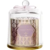 Bougie parfumée rose sous cloche transparent doré