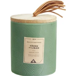 Bougie parfumée verte senteur cèdre du Liban 50H
