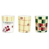 Bougie parfumée x3 dans pot verre décoré Ø5xH6cm (3 modèles)
