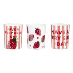 Bougie parfumée x3 dans pot verre décoré Ø5xH6cm (3 modèles)