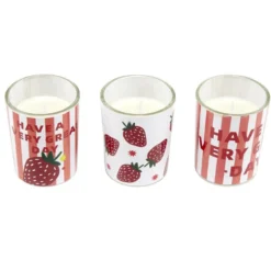 Bougie parfumée x3 dans pot verre décoré Ø5xH6cm (3 modèles)