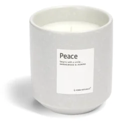 Bougie Peace pot céramique Ø8xH9cm gris