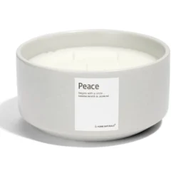 Bougie Peace pot céramique Ø13xH6cm gris