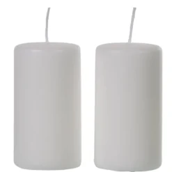 Bougie pilier blanche Ø5xH9,5cm x2
