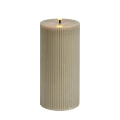 Bougie pilier à LED striée gris Ø7xH15cm