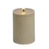 Bougie pilier à LED striée gris Ø7xH10cm