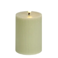 Bougie pilier à LED striée vert Ø7xH10cm