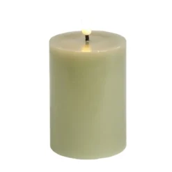 Bougie pilier à LED vert Ø7xH10cm