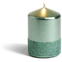 Bougie pilier pailleté vert Ø7xH10 cm