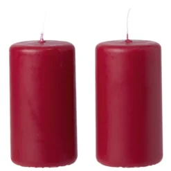 Bougie pilier rouge Ø5xH9,5 cm x2