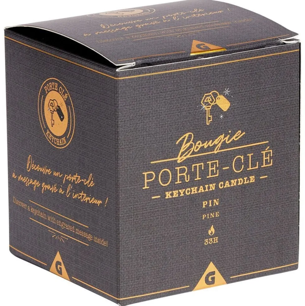 Bougie porte-clé doré senteur pin 33H