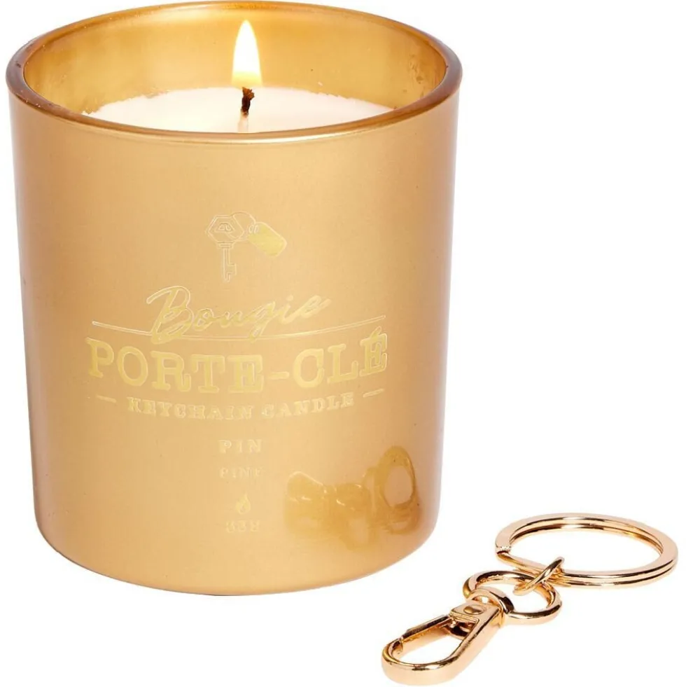 Bougie porte-clé doré senteur pin 33H