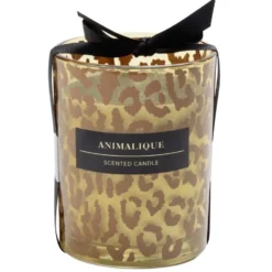 Bougie pot en verre motif pelage animal Ø10xH12,5cm (2 modèles léopard ou tigre)