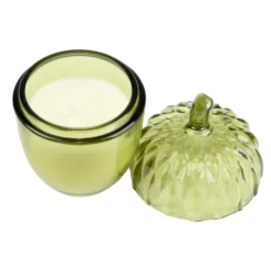 Bougie pot forme gland verre coloré Ø7xH11,5cm (2 modèles rouge ou doré)