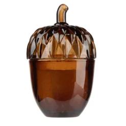 Bougie pot forme gland verre coloré Ø7xH11,5cm (2 modèles rouge ou doré)